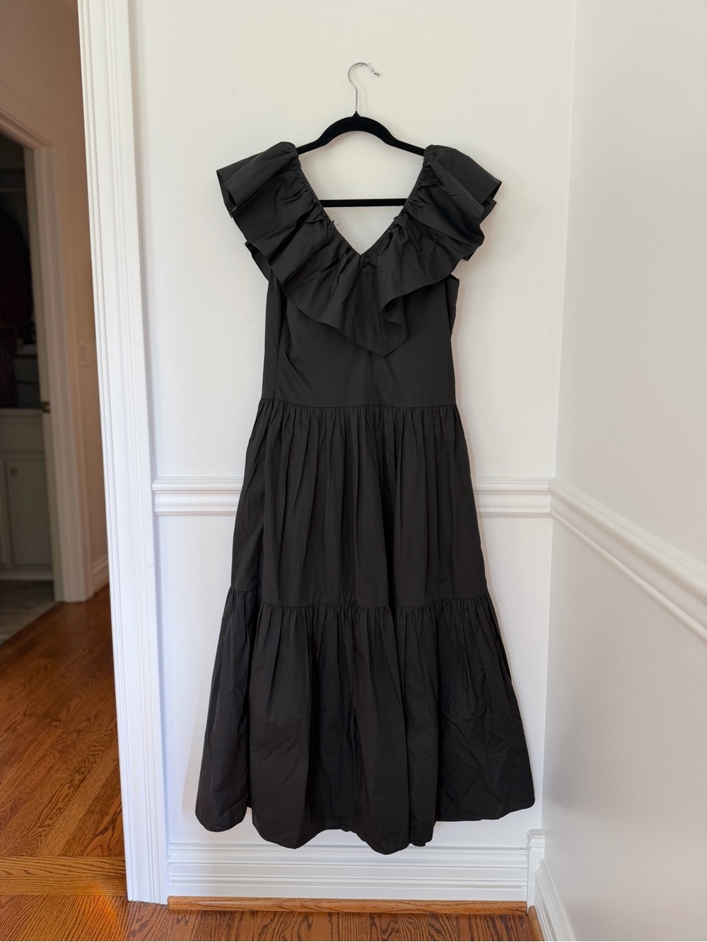 Pomander Place Black Ruffled Maxi Dress